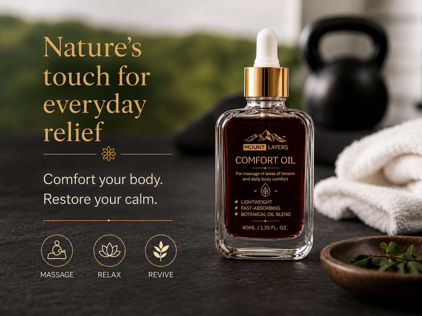 Botanical Comfort Oil Relaxing Full Body Massage Oil for Muscle & Joint Pain Relief, Neck Pain, Shoulder Pain, Back Pain, Knee Pain & Foot Pain Relief